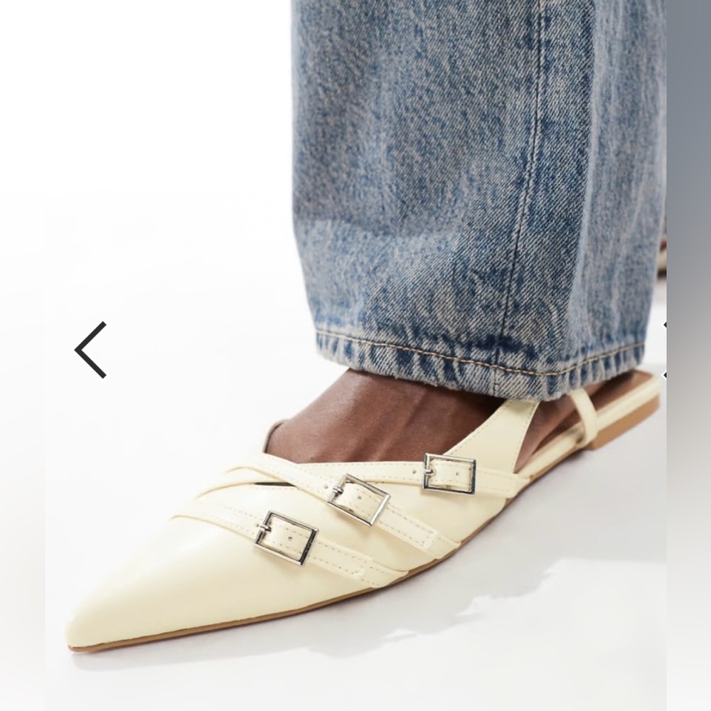 NWT ASOS DESIGN Lotto slingback ballet flats in off white